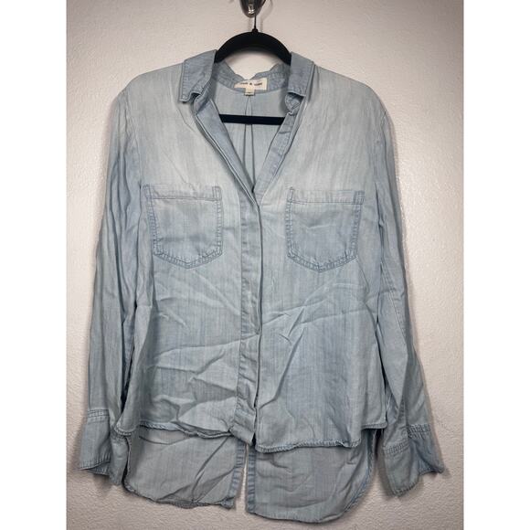 Cloth & Stone Denim Chambray Top Blue Sz M Button-Up - Picture 1 of 4